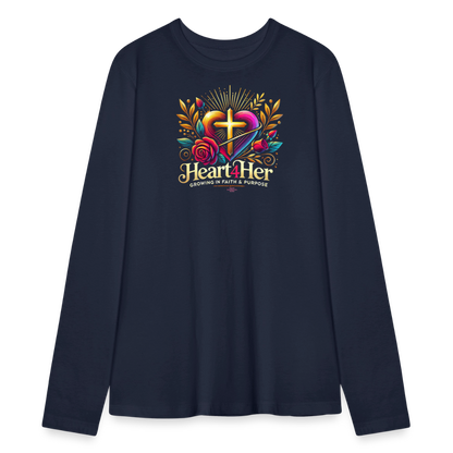 Heart4Her Bella + Canvas Women's Long Sleeve T-Shirt - navy