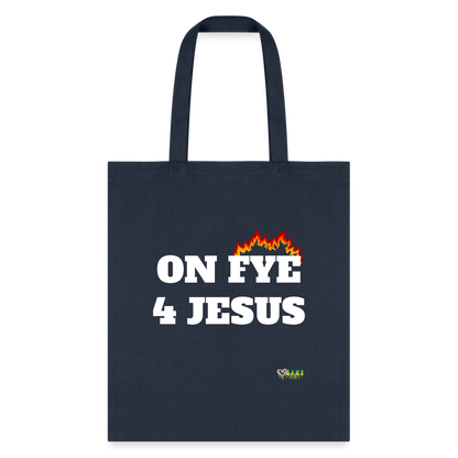ON FYE 4 JESUS Tote Bag - navy