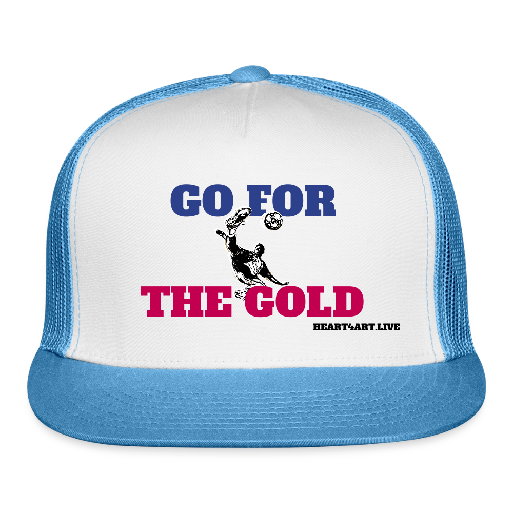 GO FOR THE GOLD Unisex Trucker Hat - white/blue