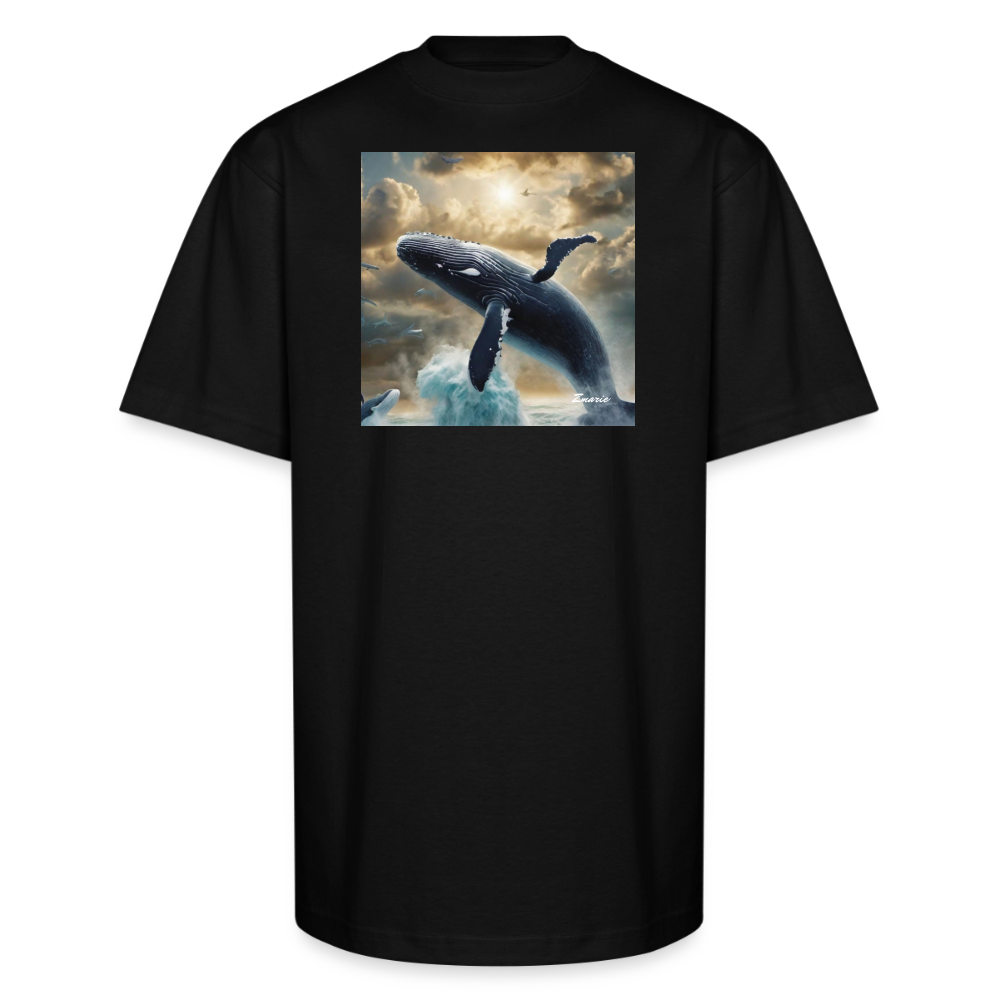 Creation of Whales and Animals Unisex Oversized Heavyweight T-Shirt - black