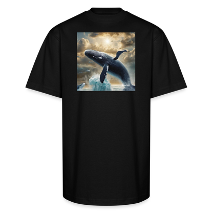 Creation of Whales and Animals Unisex Oversized Heavyweight T-Shirt - black
