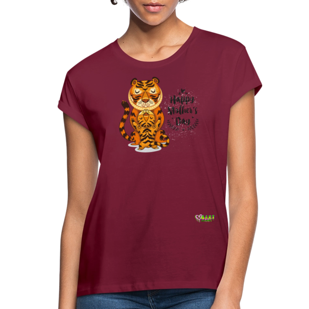Happy Mother's Day- Tiger (Women's Relaxed Fit T-Shirt) - burgundy