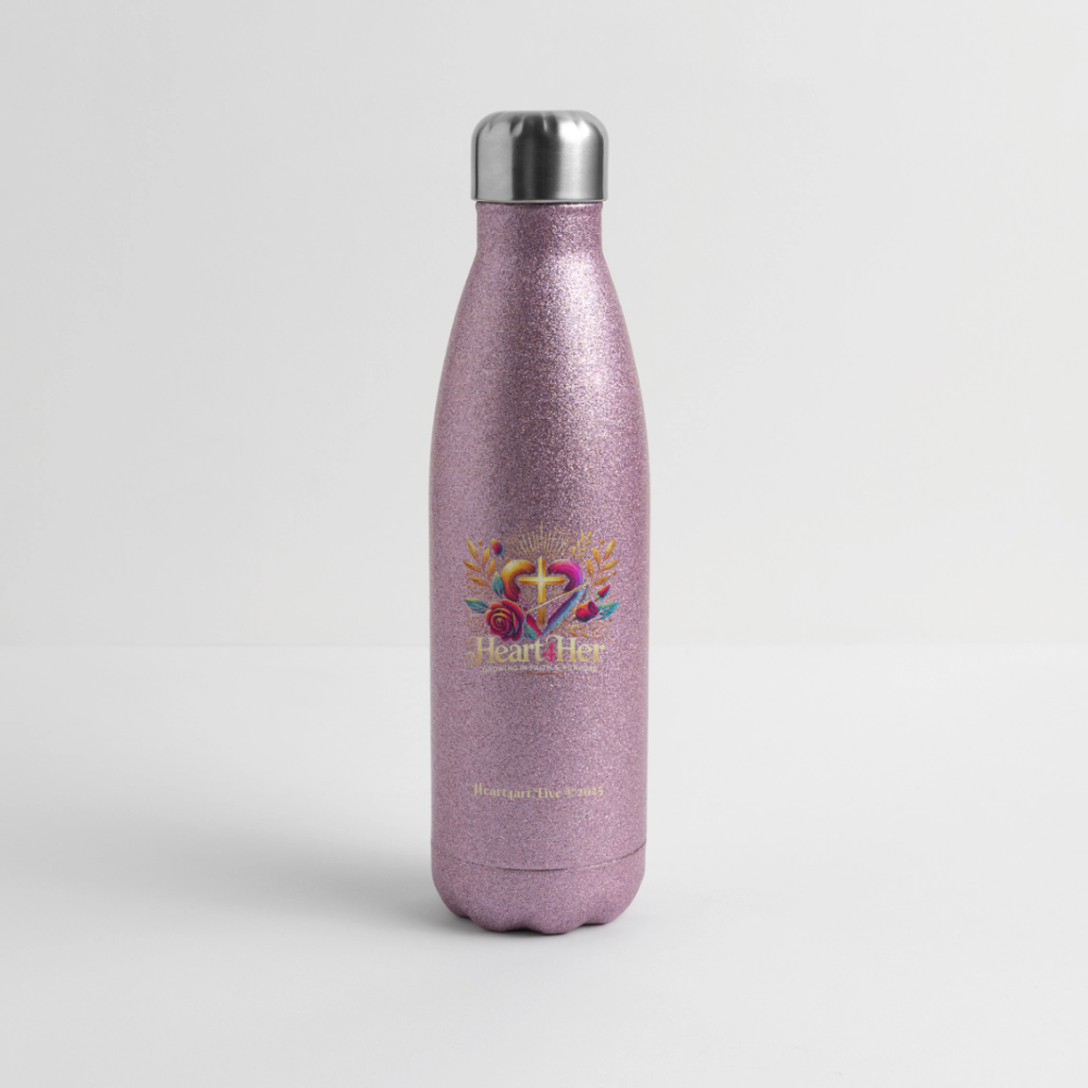 Heart4Her Insulated Stainless Steel Water Bottle - pink glitter