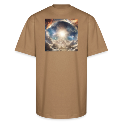 God's Creation of Heaven and Earth Interpretation Unisex Oversized Heavyweight T-Shirt - khaki