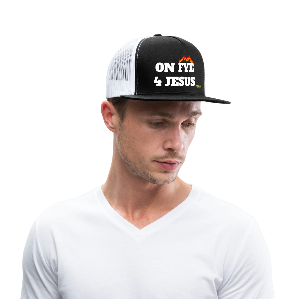 ON FYE 4 JESUS Trucker Hat - black/white