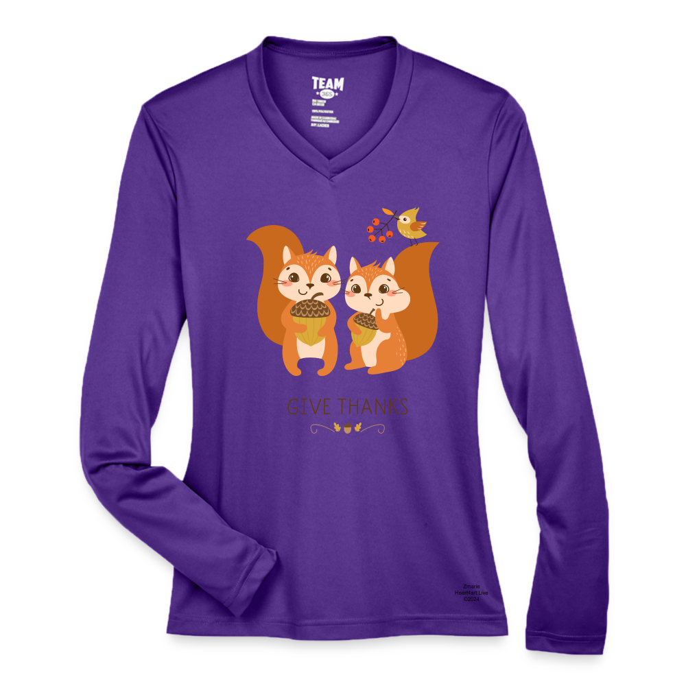 GIVE THANKS Ladies' Zone Performance Long-Sleeve T-Shirt - purple