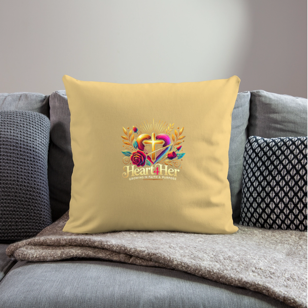 Heart4Her Throw Pillow Cover 18” x 18” - washed yellow