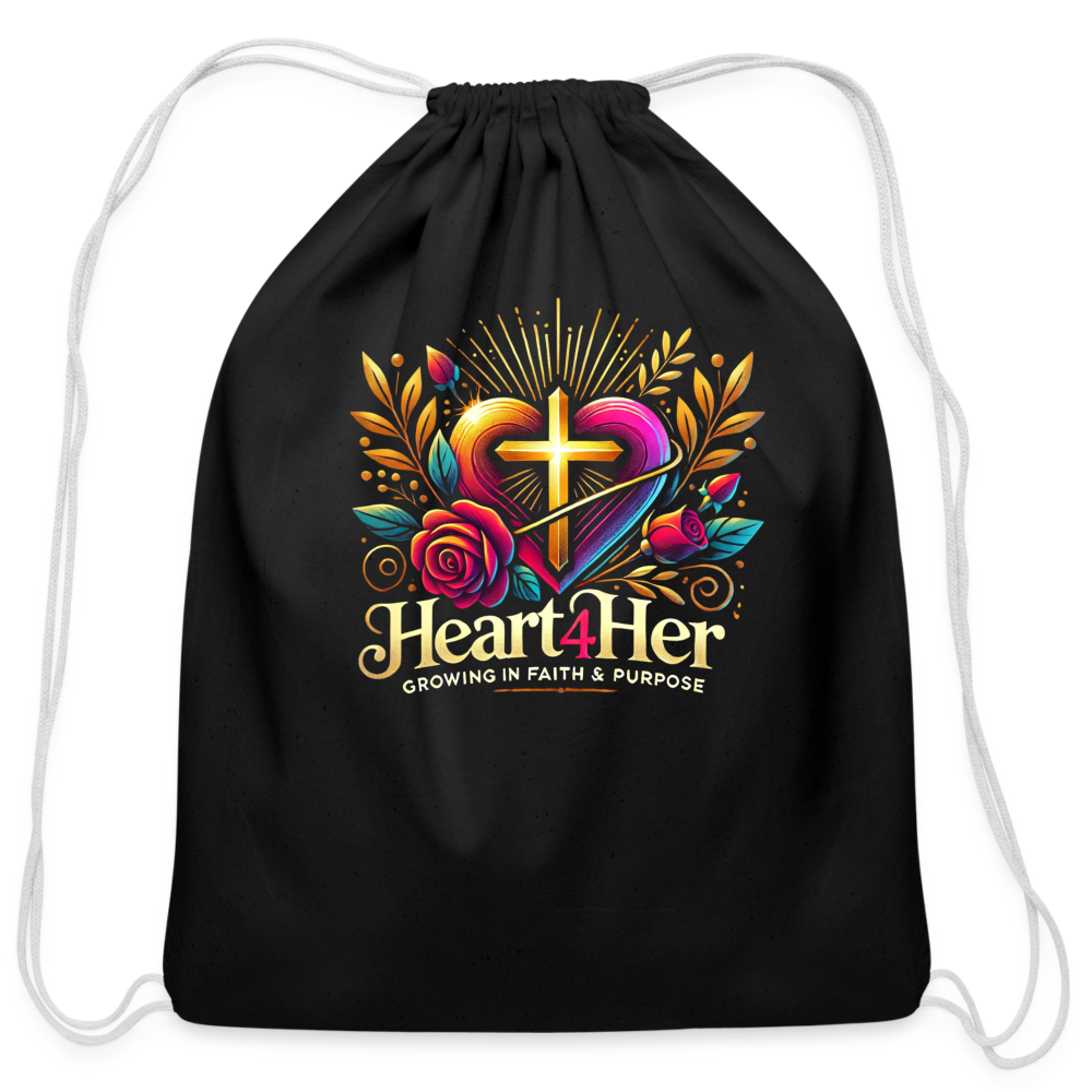 Heart4Her Cotton Drawstring Bag - black