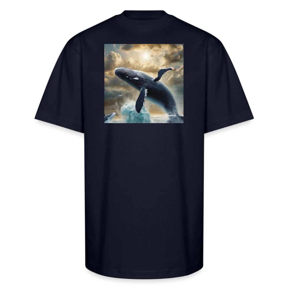 Creation of Whales and Animals Unisex Oversized Heavyweight T-Shirt - navy