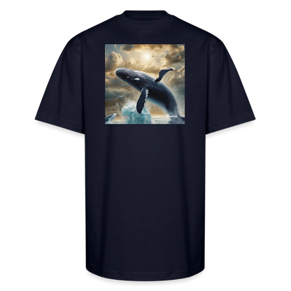 Creation of Whales and Animals Unisex Oversized Heavyweight T-Shirt - navy