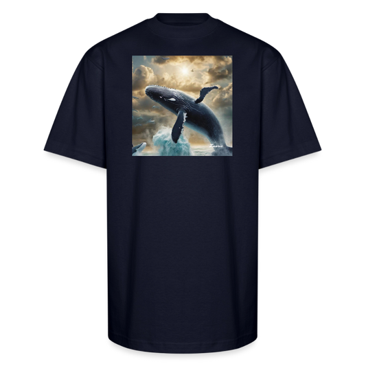 Creation of Whales and Animals Unisex Oversized Heavyweight T-Shirt - navy