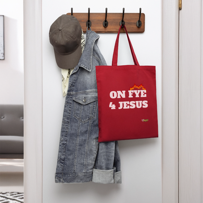 ON FYE 4 JESUS Tote Bag - red