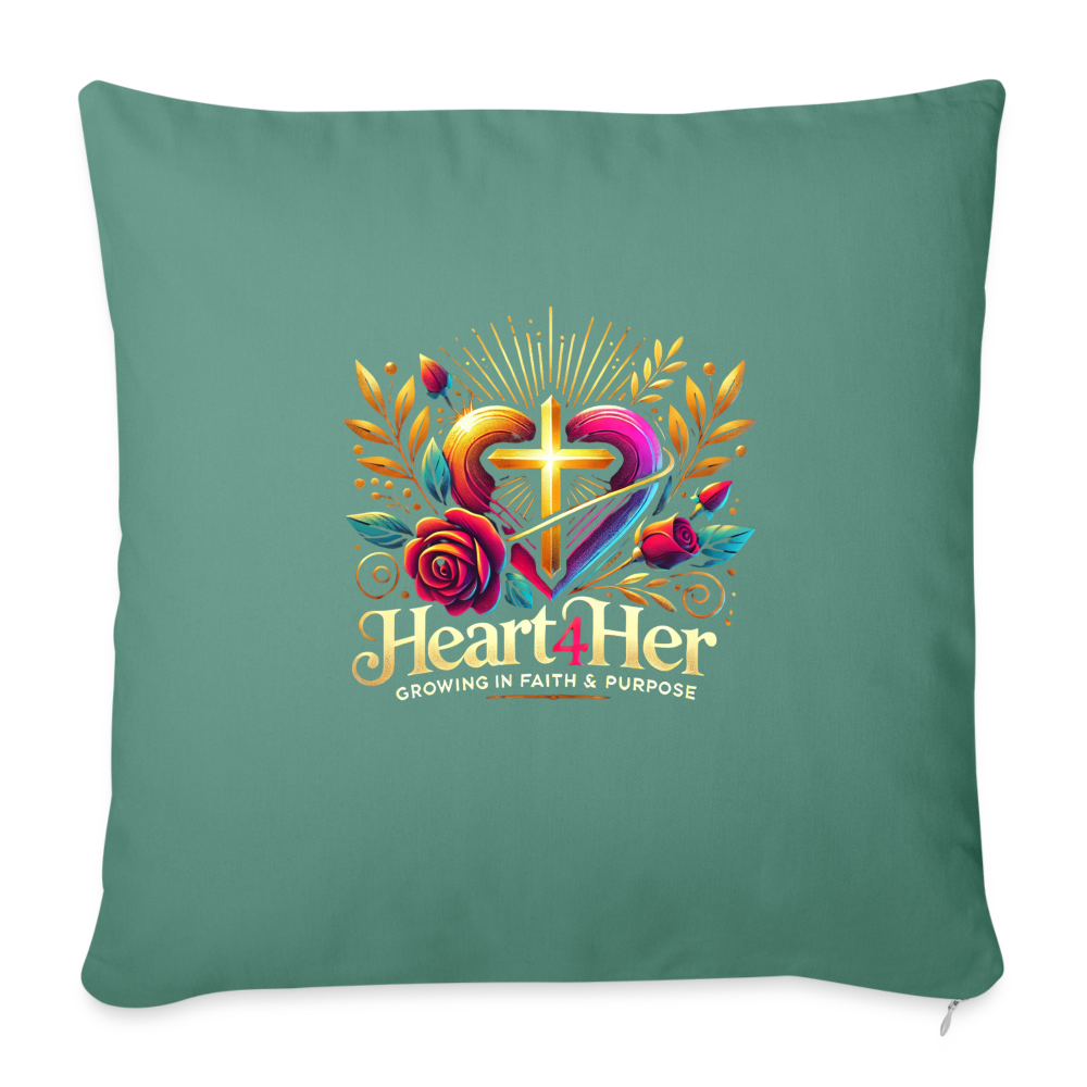 Heart4Her Throw Pillow Cover 18” x 18” - cypress green