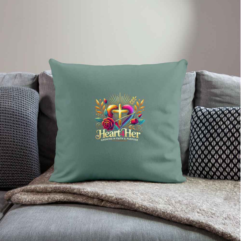 Heart4Her Throw Pillow Cover 18” x 18” - cypress green