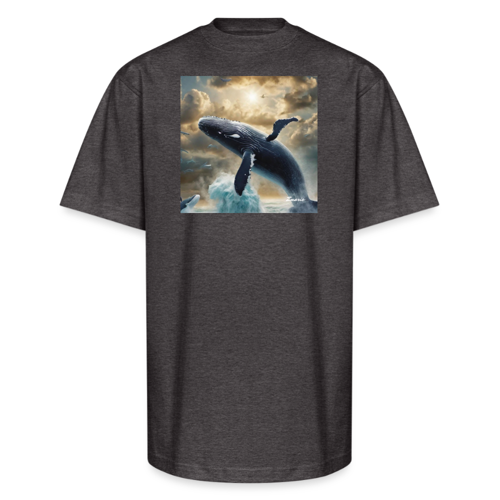 Creation of Whales and Animals Unisex Oversized Heavyweight T-Shirt - charcoal grey