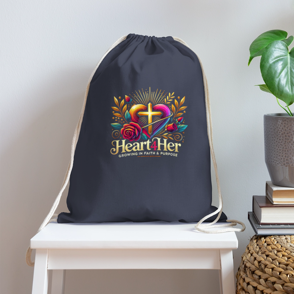 Heart4Her Cotton Drawstring Bag - navy