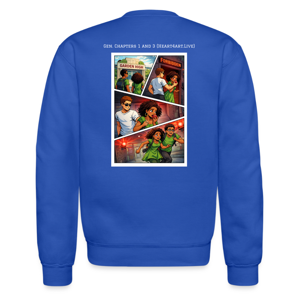 Word to the Street Bible Anime Series Crewneck Sweatshirt - royal blue