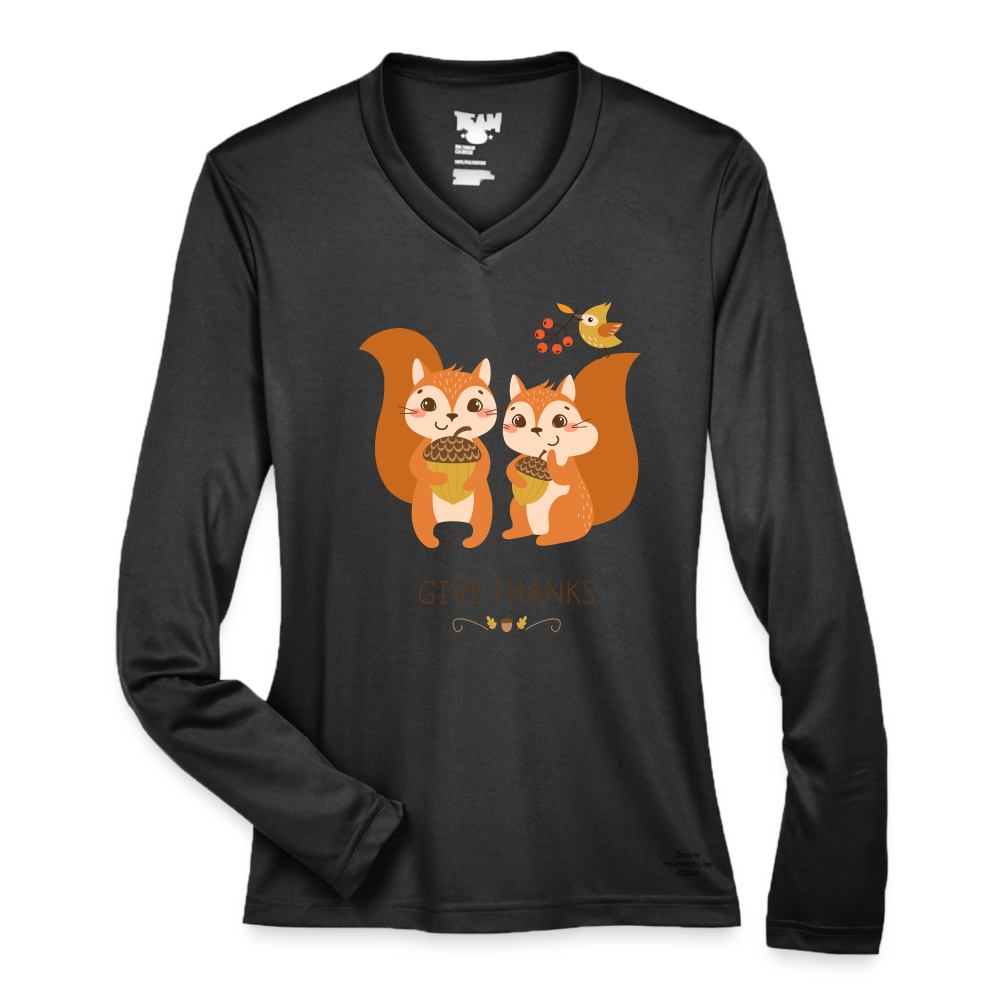 GIVE THANKS Ladies' Zone Performance Long-Sleeve T-Shirt - black