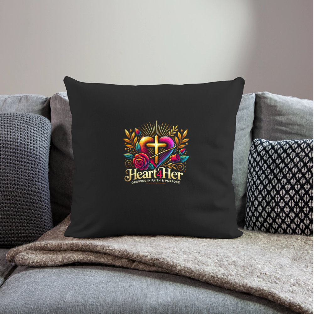 Heart4Her Throw Pillow Cover 18” x 18” - black