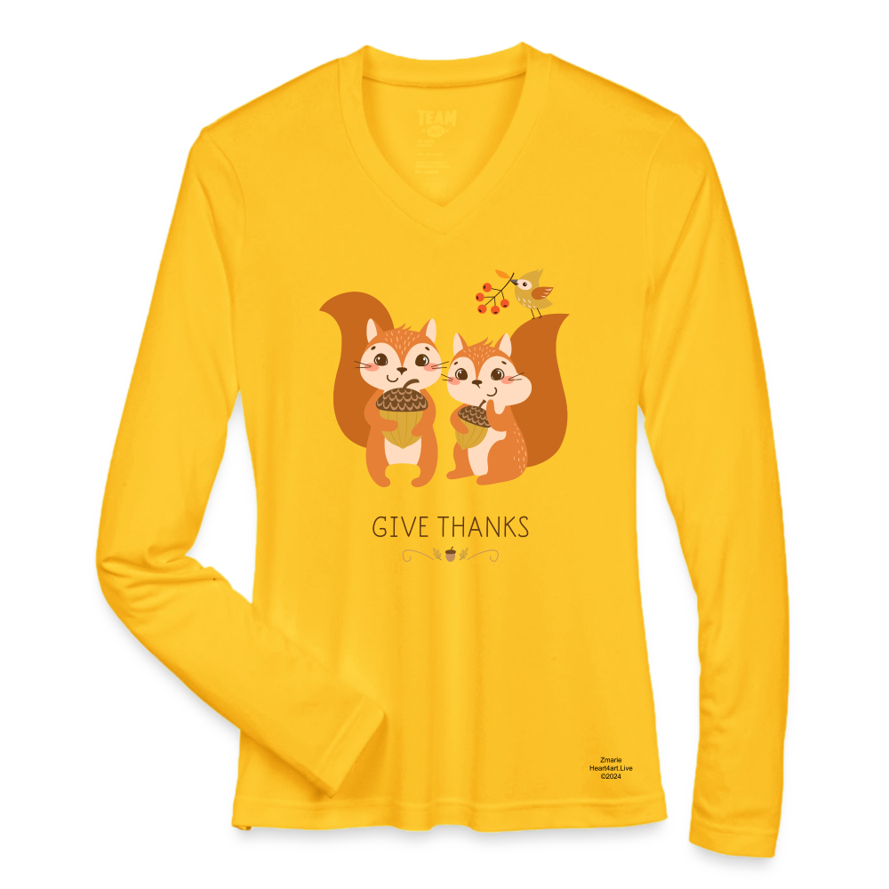 GIVE THANKS Ladies' Zone Performance Long-Sleeve T-Shirt - gold