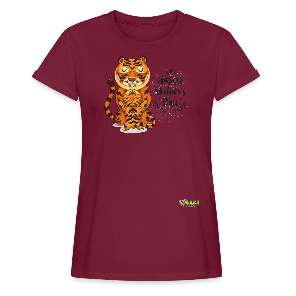 Happy Mother's Day- Tiger (Women's Relaxed Fit T-Shirt) - burgundy