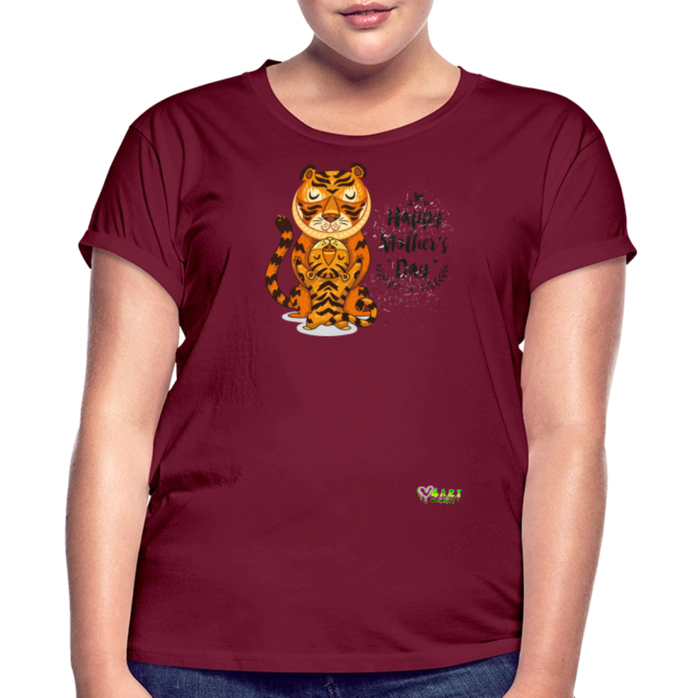 Happy Mother's Day- Tiger (Women's Relaxed Fit T-Shirt) - burgundy
