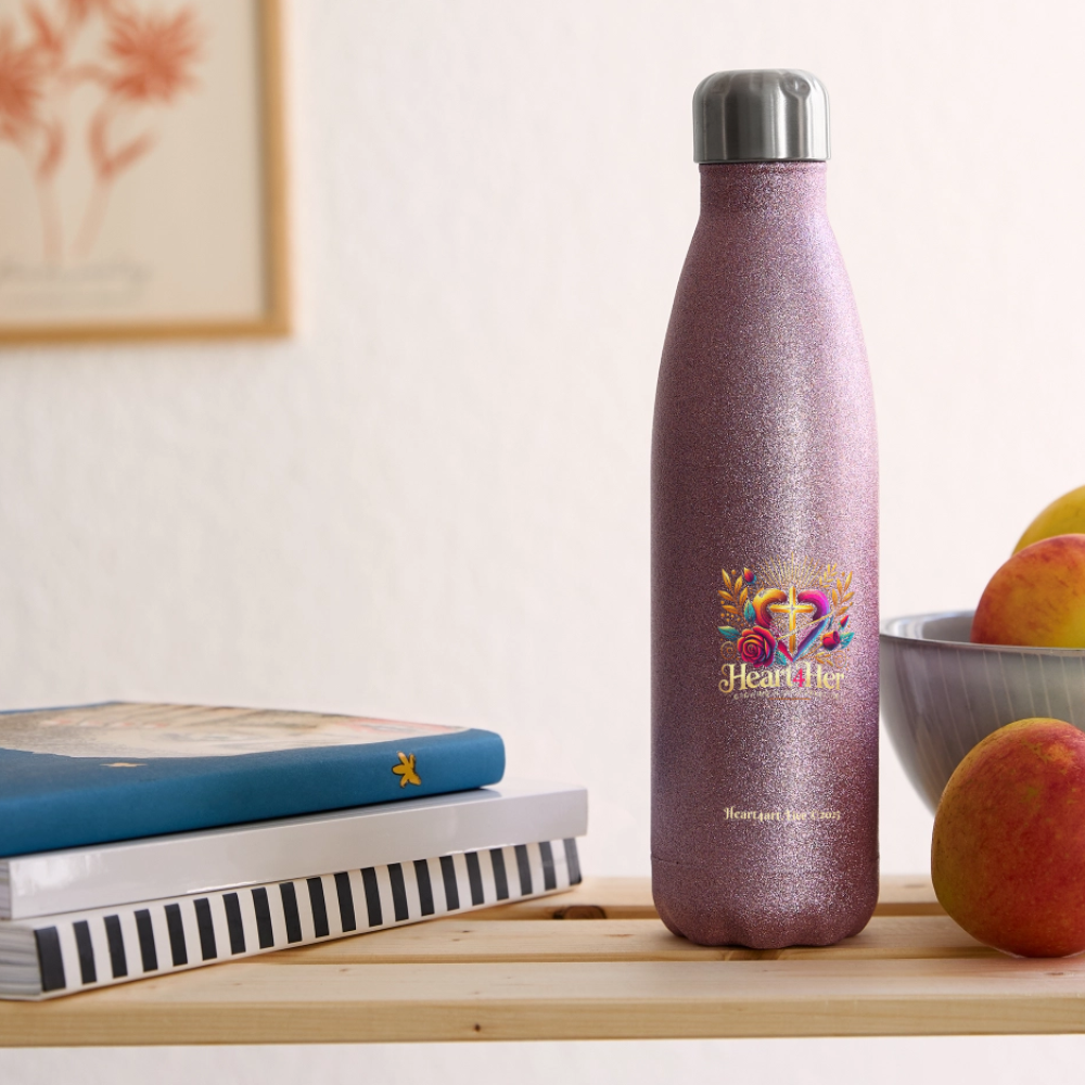 Heart4Her Insulated Stainless Steel Water Bottle - pink glitter