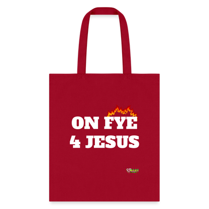 ON FYE 4 JESUS Tote Bag - red