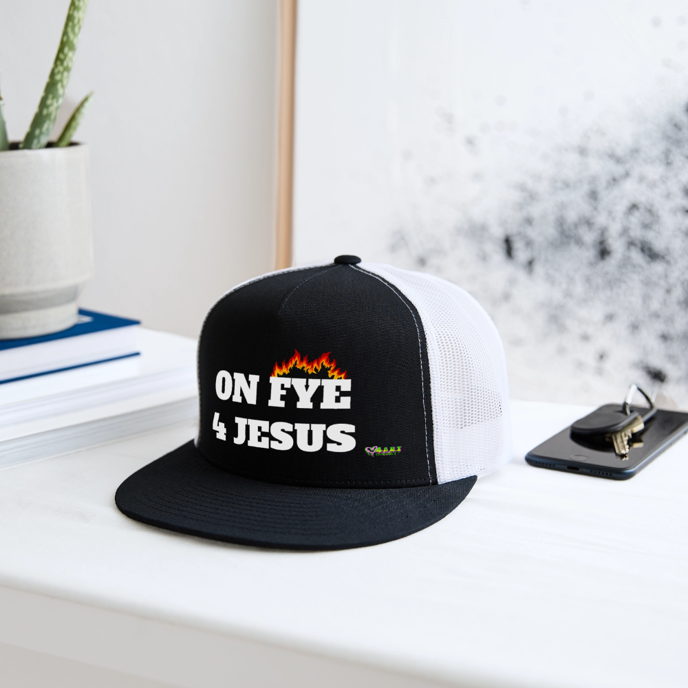 ON FYE 4 JESUS Trucker Hat - black/white