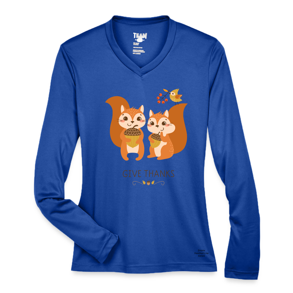 GIVE THANKS Ladies' Zone Performance Long-Sleeve T-Shirt - royal blue