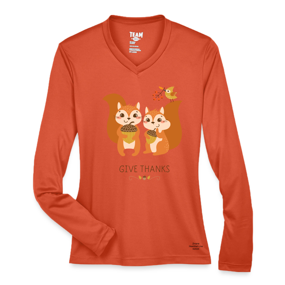 GIVE THANKS Ladies' Zone Performance Long-Sleeve T-Shirt - orange