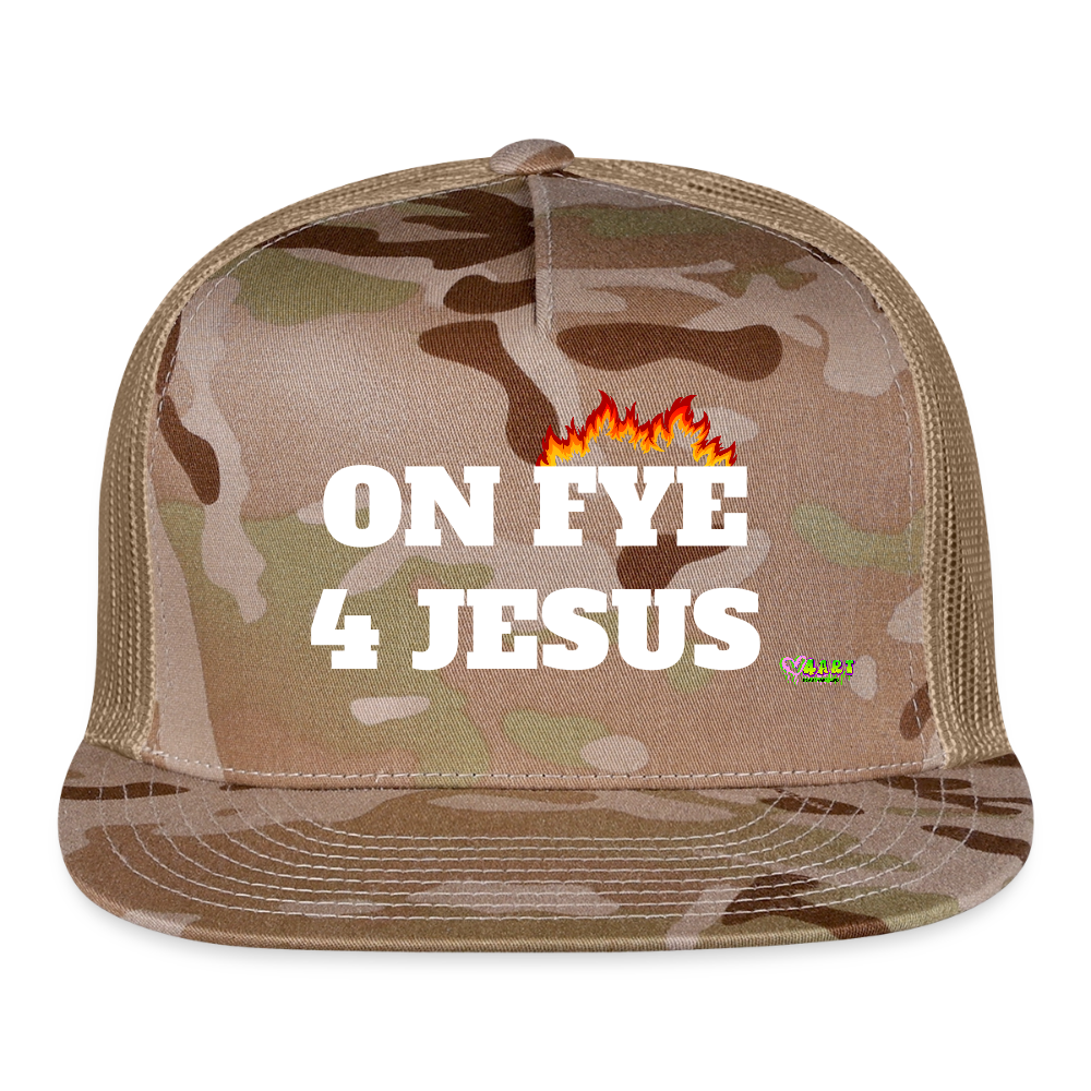 ON FYE 4 JESUS Trucker Hat - MultiCam\tan