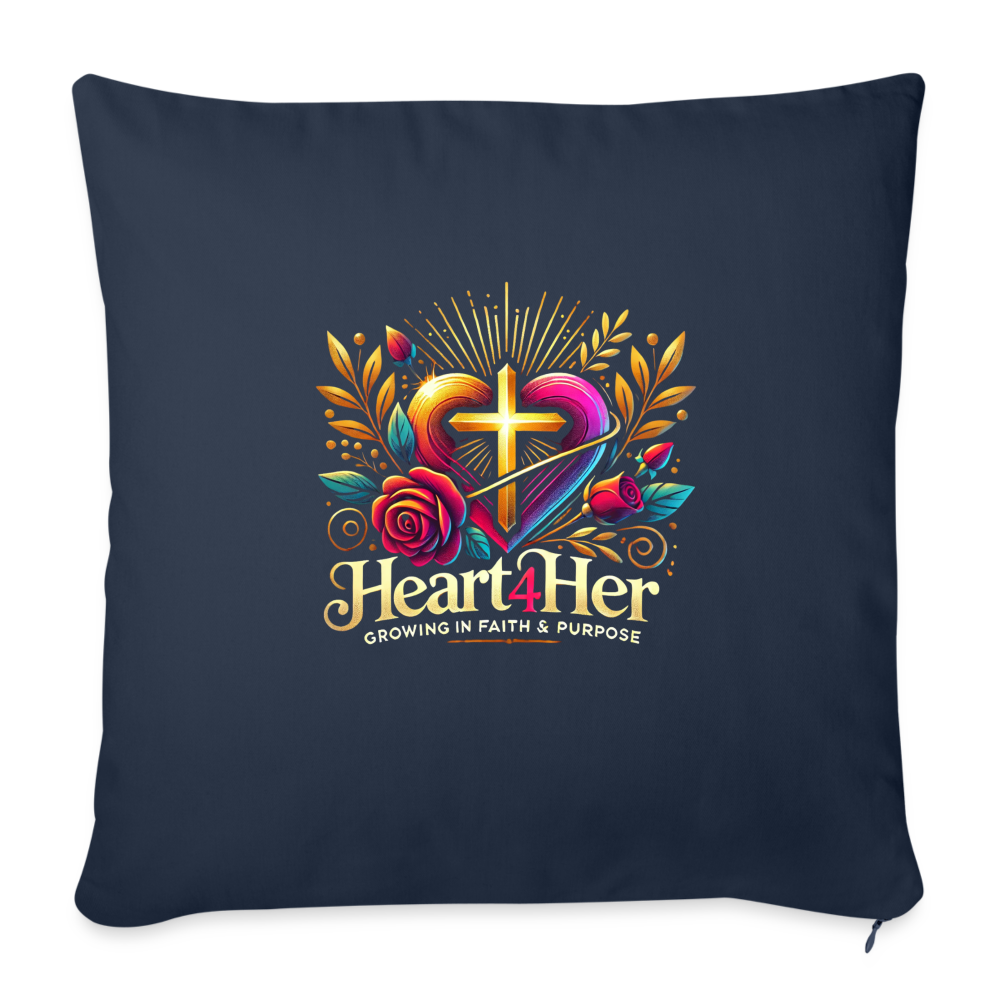 Heart4Her Throw Pillow Cover 18” x 18” - navy