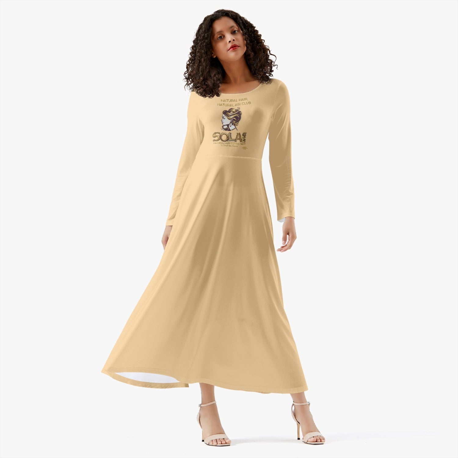 Solae Women's Long-Sleeve One-piece Dress (Gold/Tan)