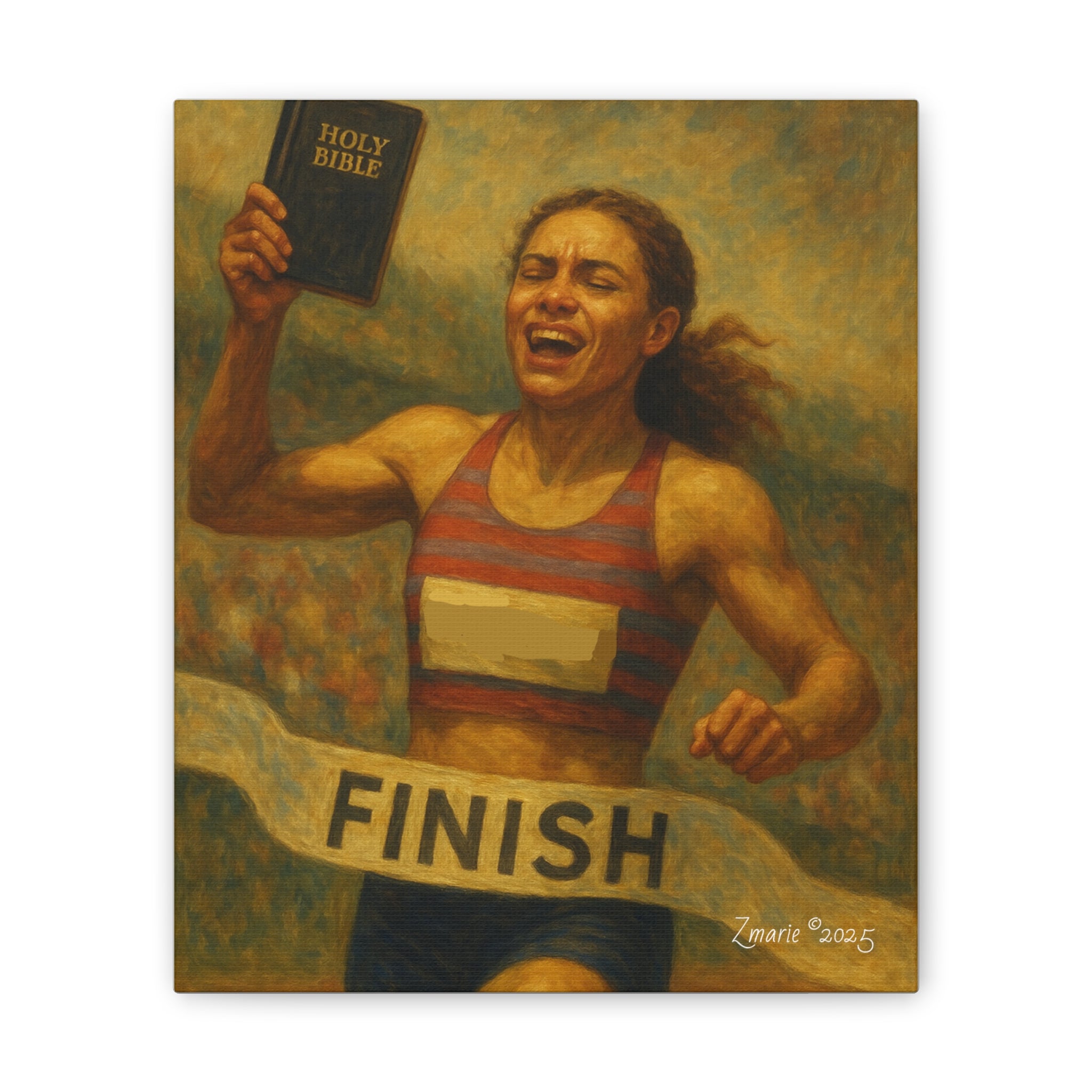 CHRISTIAN FEMALE TRACK RUNNER INSPIRED ARTWORK Canvas Stretched, 0.75"