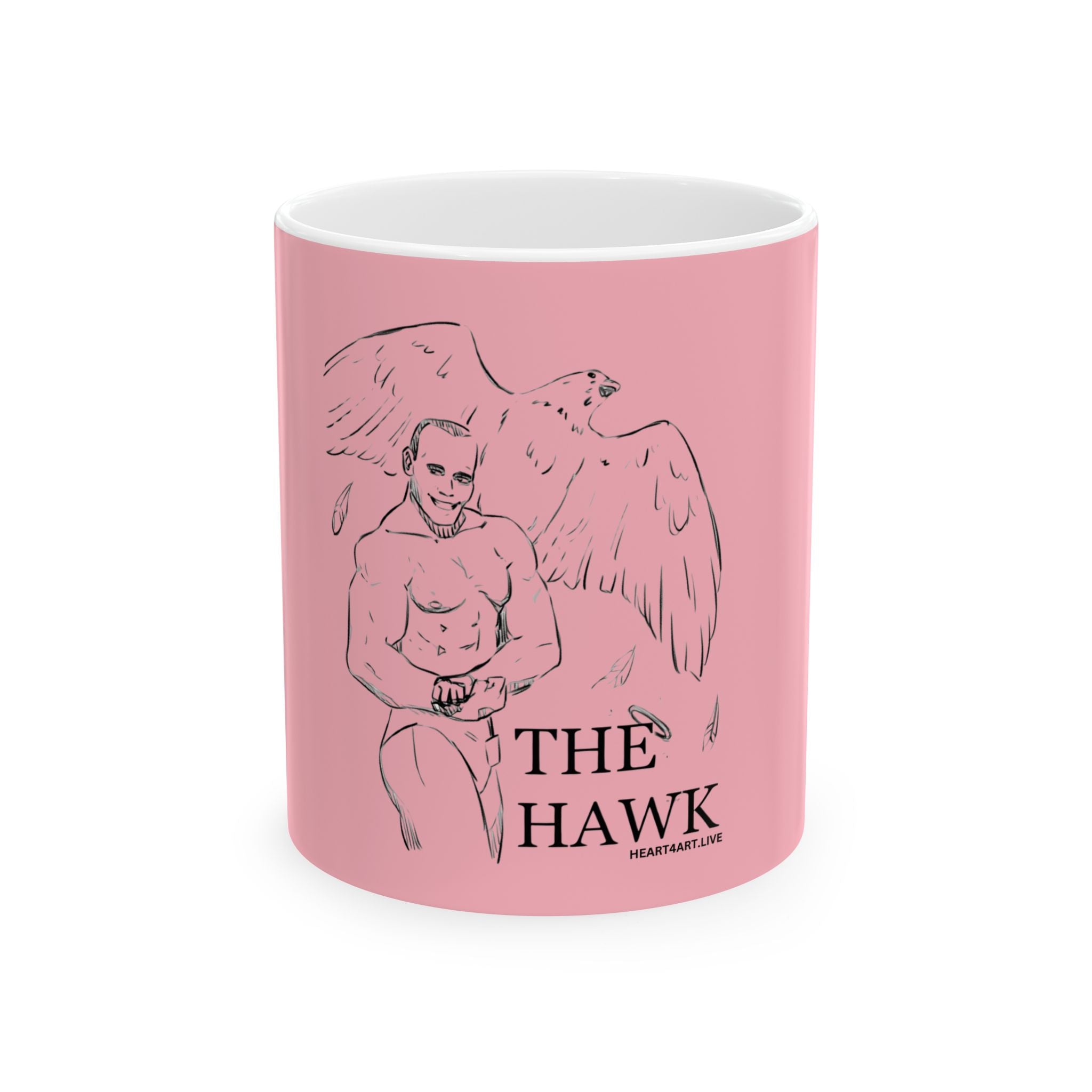 THE HAWK Ceramic Mug, (11oz, 15oz) Light Pink