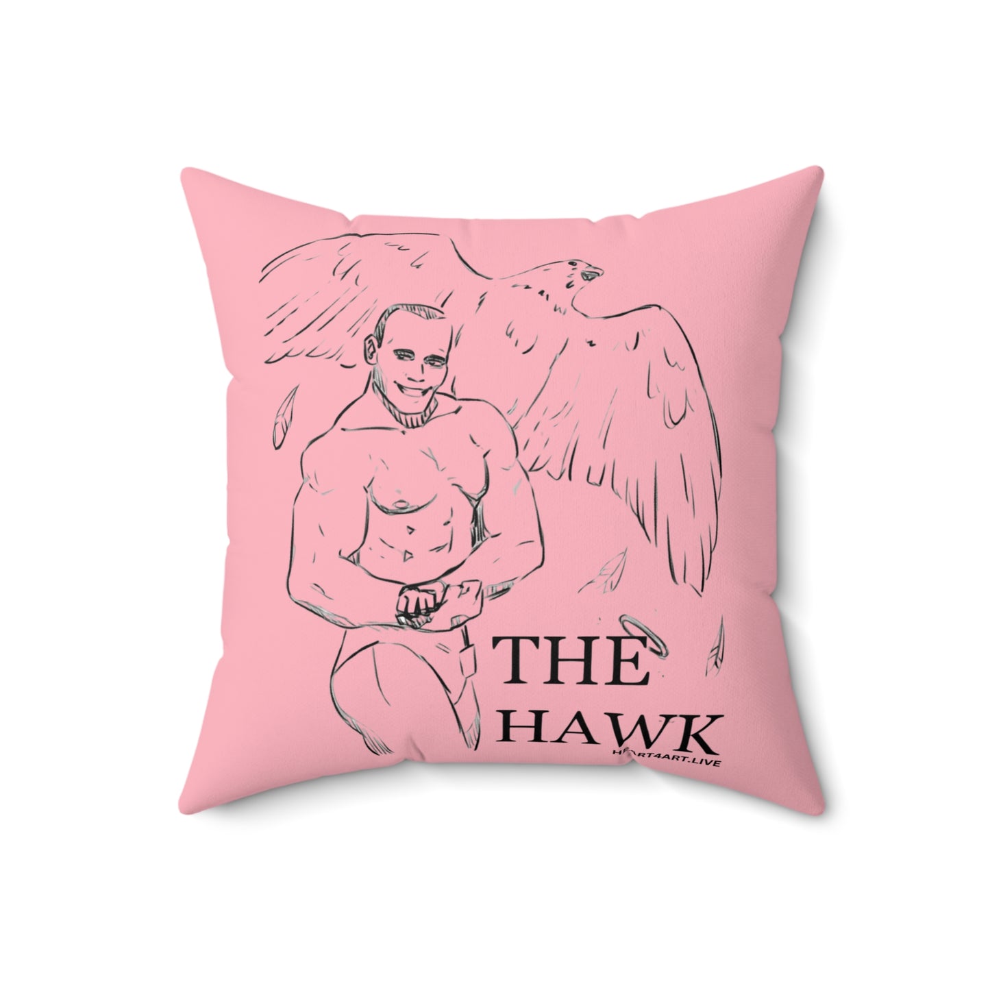 THE HAWK Spun Polyester Square Pillow (Light Pink)