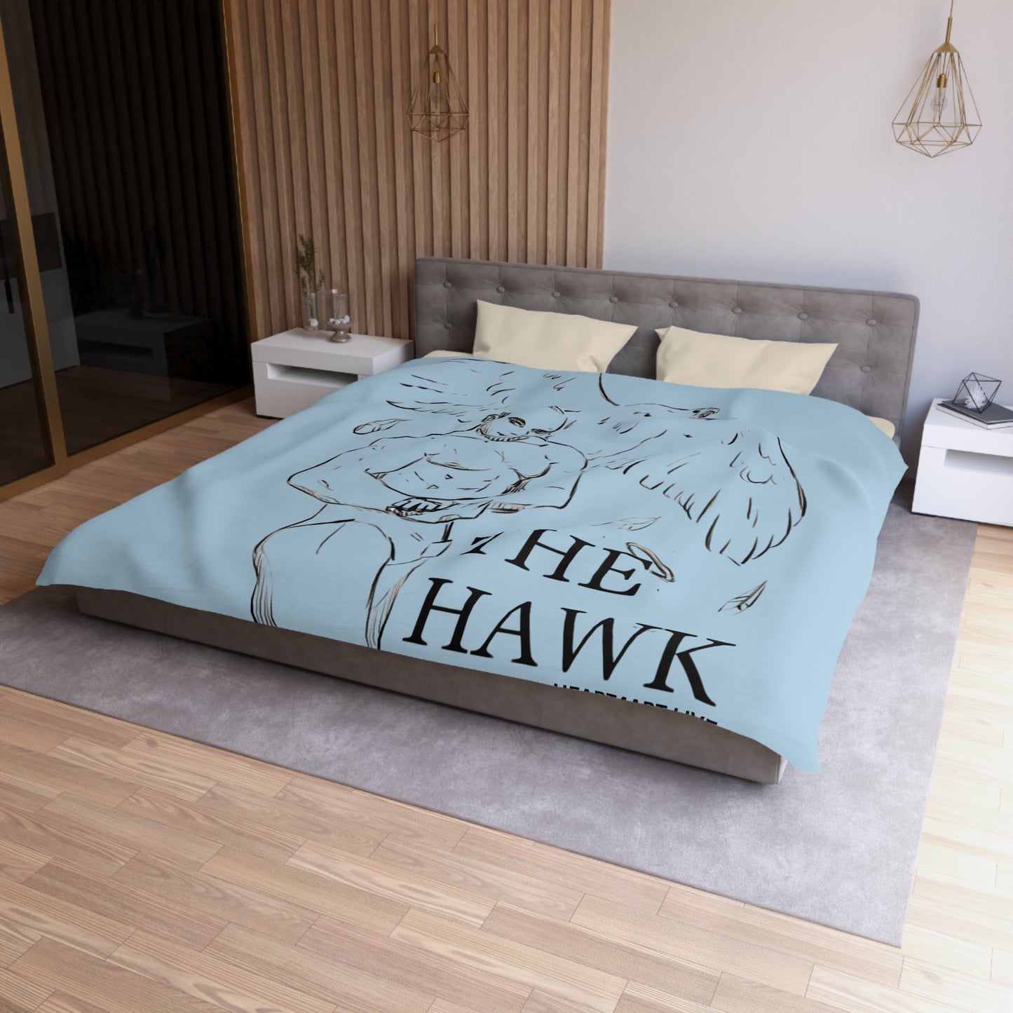 THE HAWK Microfiber Duvet Cover (Light Blue)