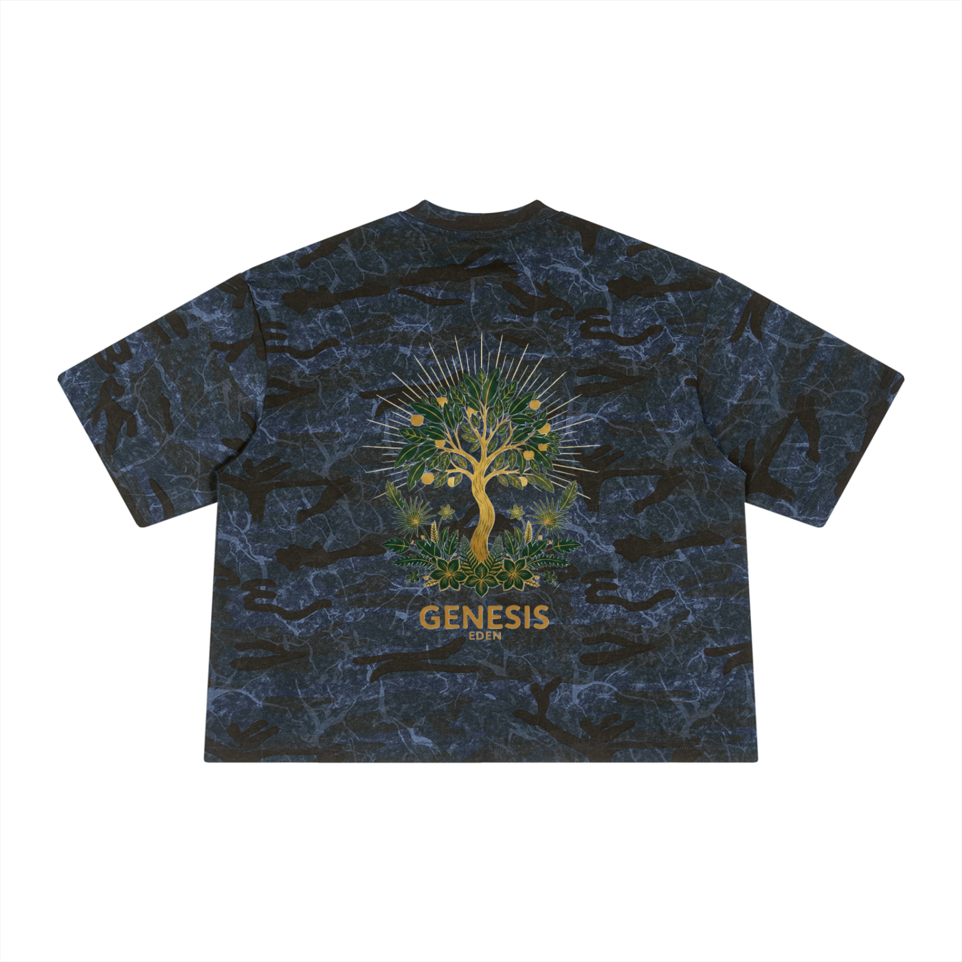 THE GENESIS COLLECTION: GARDEN Unisex Boxy Camo Print T-Shirt