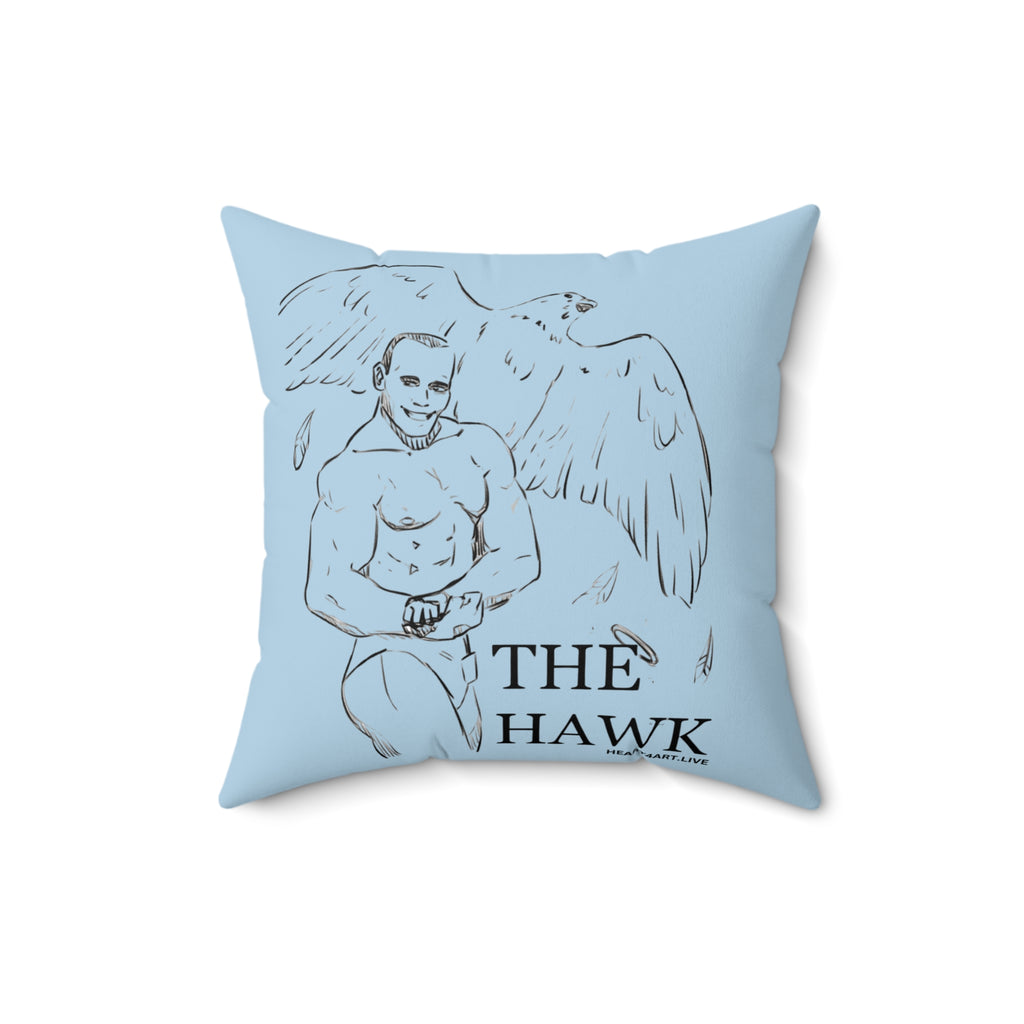THE HAWK Spun Polyester Square Pillow (Light Blue)