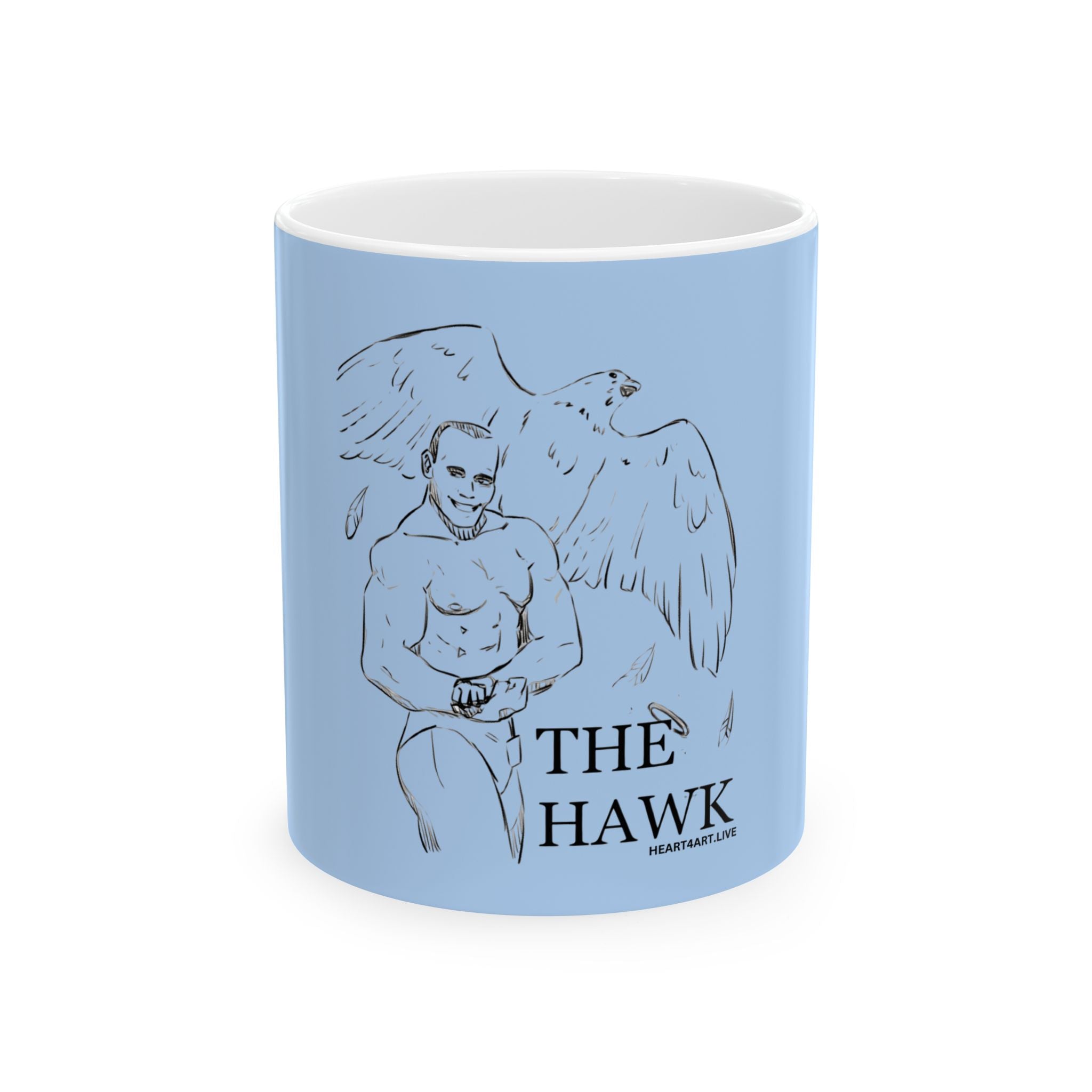 THE HAWK Ceramic Mug, (11oz, 15oz) Light Blue