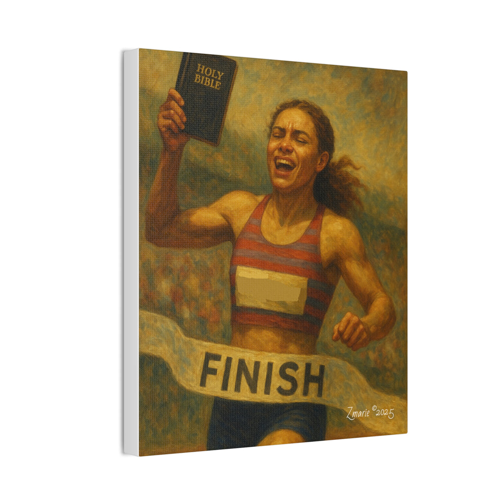 CHRISTIAN FEMALE TRACK RUNNER INSPIRED ARTWORK Canvas Stretched, 0.75"