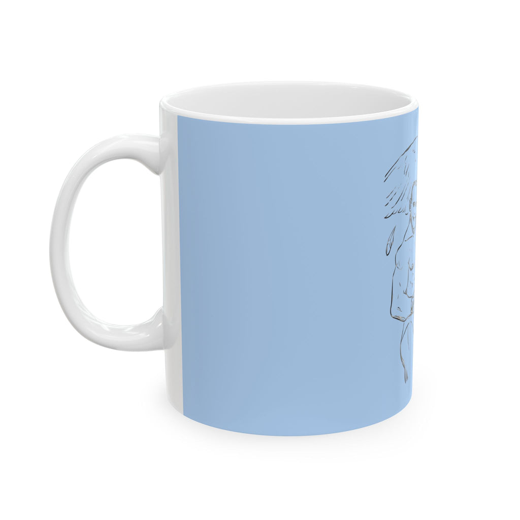 THE HAWK Ceramic Mug, (11oz, 15oz) Light Blue