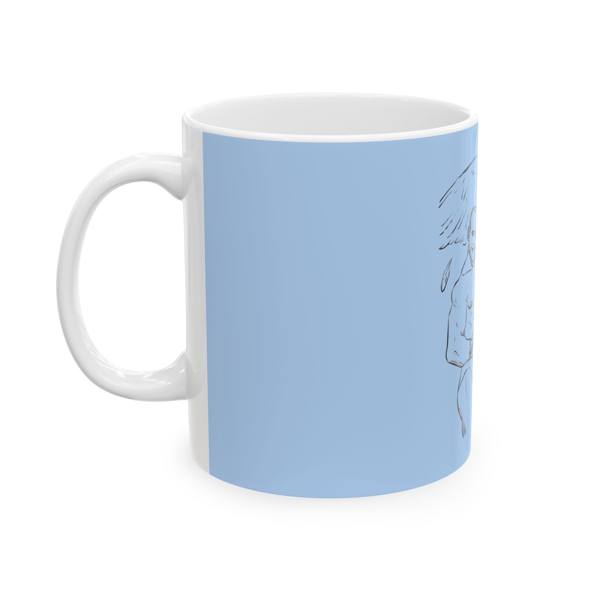 THE HAWK Ceramic Mug, (11oz, 15oz) Light Blue