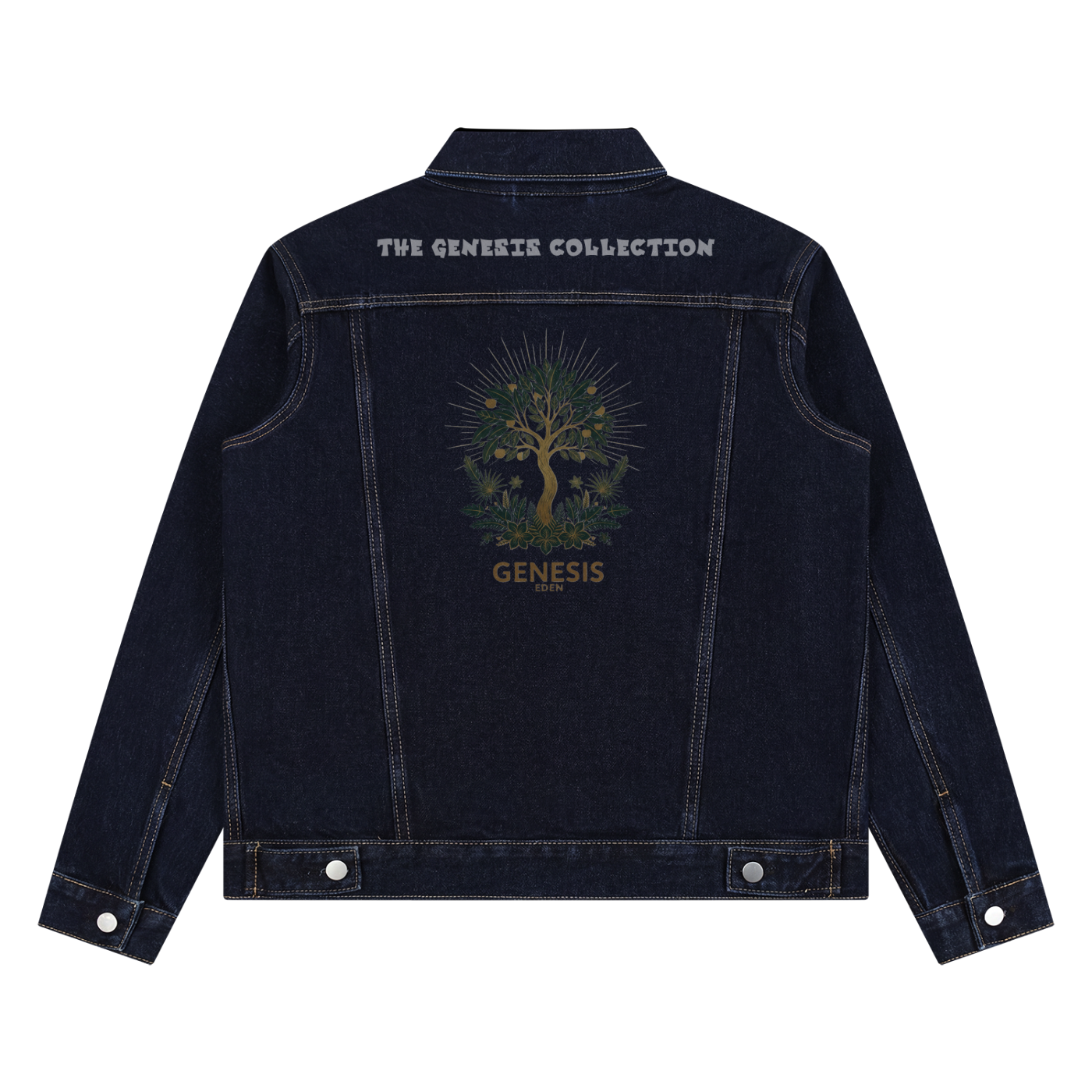 THE GENESIS COLLECTION: THE GARDEN Unisex Vintage Wash Denim Jacket