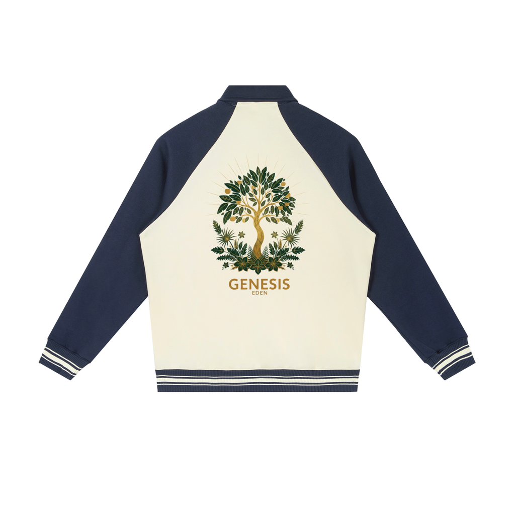 THE GENESIS COLLECTION: THE GARDEN Unisex Contrast Raglan Sleeve Baseball Jacket