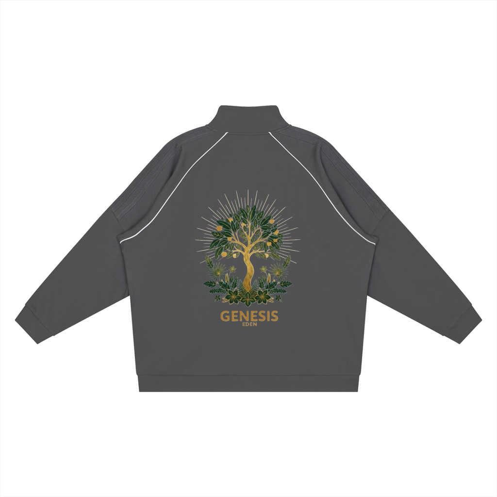 THE GENESIS COLLECTION: THE GARDEN Unisex Reflection Striped Raglan Sleeve  Jacket