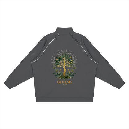 THE GENESIS COLLECTION: THE GARDEN Unisex Reflection Striped Raglan Sleeve  Jacket