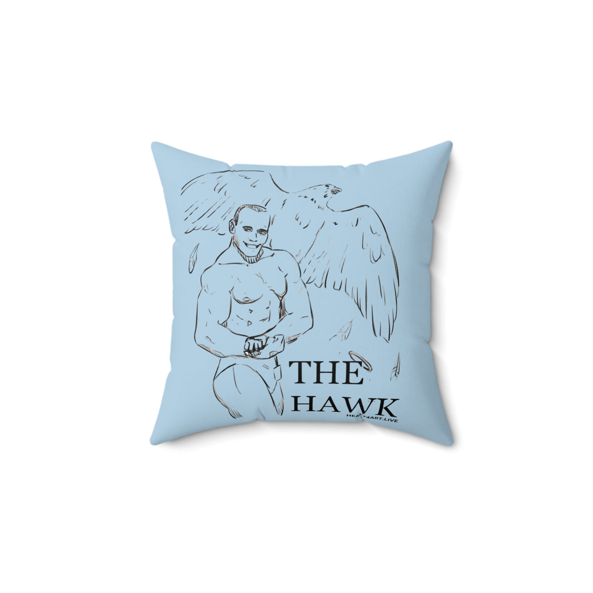 THE HAWK Spun Polyester Square Pillow (Light Blue)