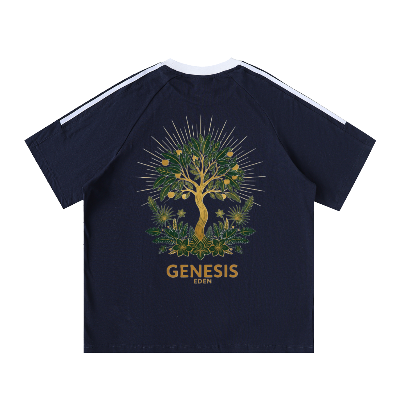 THE GENESIS COLLECTION: GARDEN Unisex Contrast Tape Crewneck Cotton T-Shirt